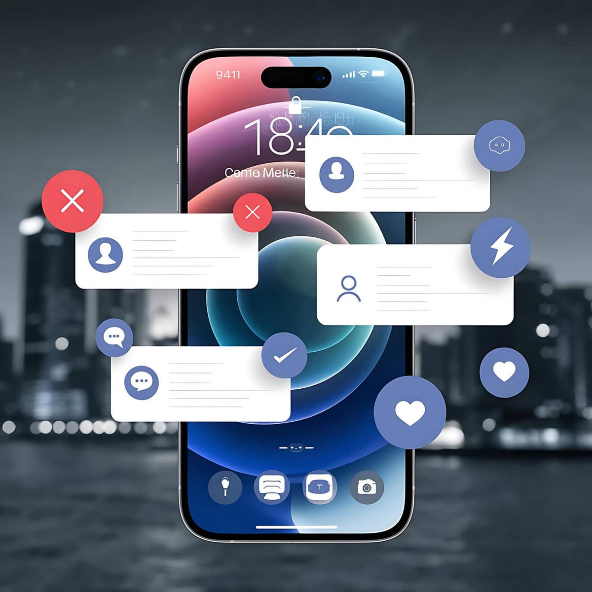 Smartphone with many notifications causing decision fatigue.