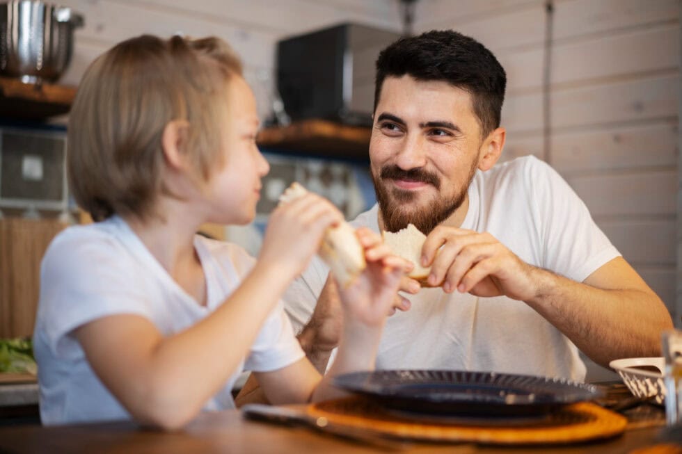 Person eating mindfully during a phone-free dinner
